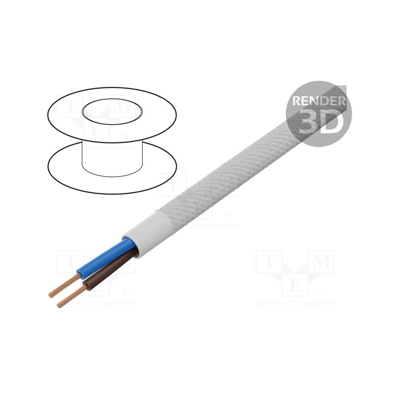 5 m x ESPE - OPAC-2X0.75-1-2000 - Wire, H03VV-F,OMY, 2x0.75mm2, round, stranded, Cu, PVC, textile