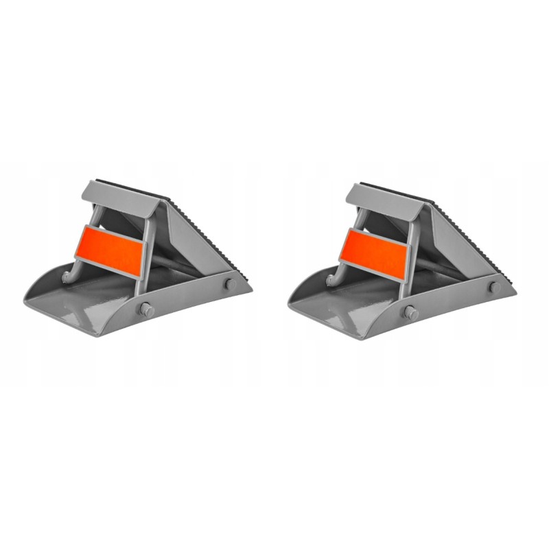 Folding wheel chocks, 2 pcs, metal, camper trailer, with reflectors
