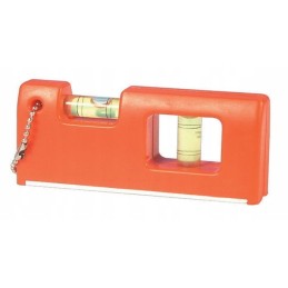 Double spirit level with a magnet for a Haba camper