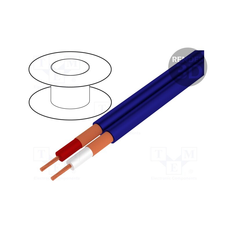 5 m x TASKER - C121 BLUE - Wire: microphone cable, 2x0.25mm2, blue, OFC, -15÷70°C, PVC