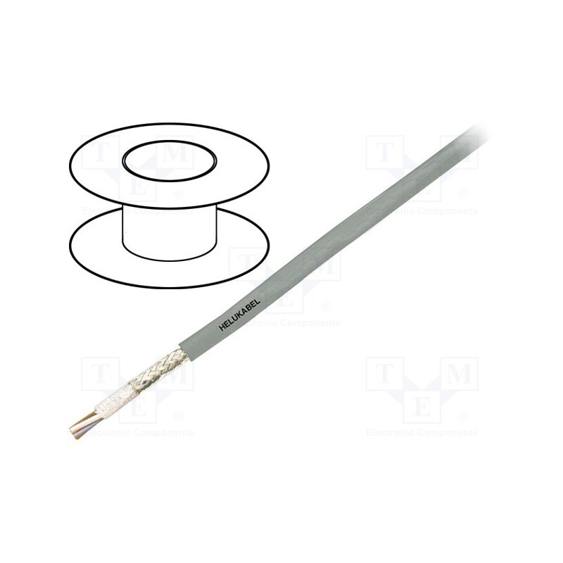 5 m x HELUKABEL - 49675 - Wire: control cable, SUPERTRONIC®-C-PURO, 2x0.34mm2, grey, Cu