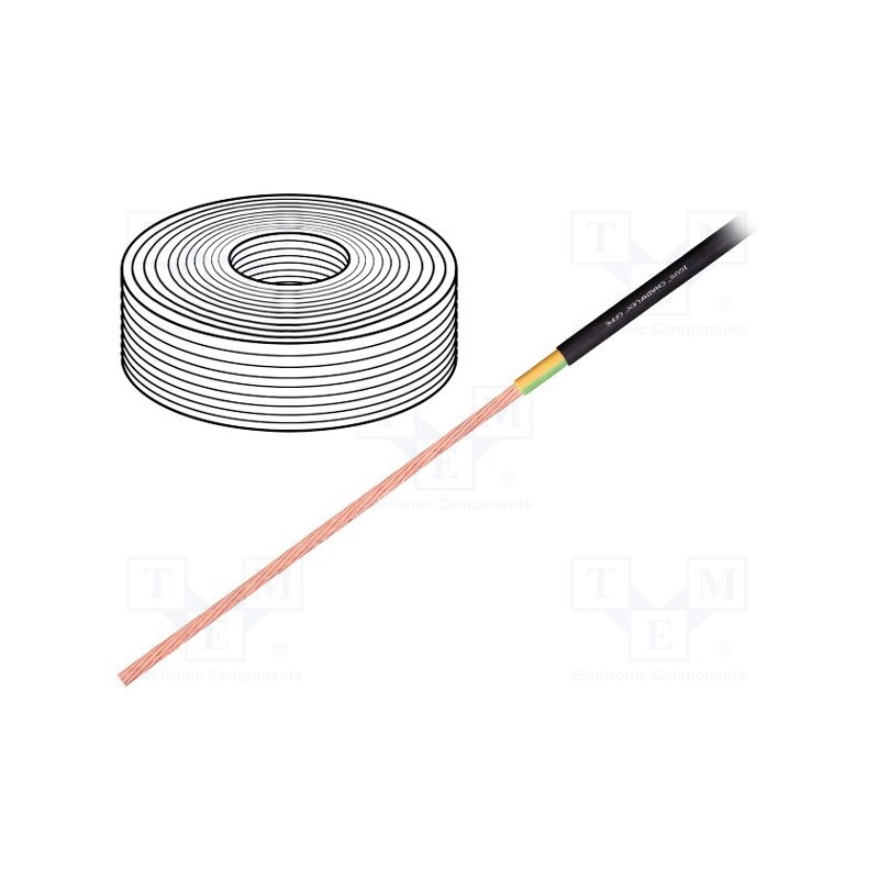 5 m x IGUS - CFPE.15.01 - Wire: motor, chainflex® CFPE, 1G1.5mm2, black, stranded, Cu, 5mm
