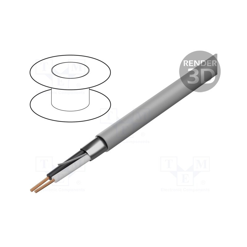 5 m x BELDEN - 5500FE 0081000 - Wire, shielded,Al-PET foil, PVC, grey, 300V, 305m, CPR: Eca, 1000ft
