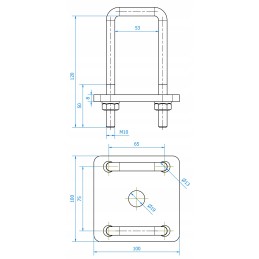 Spring clamp, yoke, axle mounting kw 50mm m10