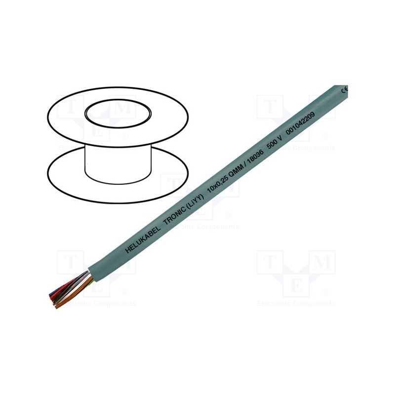 5 m x HELUKABEL - 18062 - Wire, LiYY, 7x0.34mm2, unshielded, 500V, Cu, stranded, grey, Class: 5