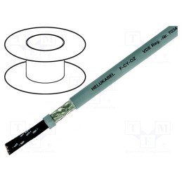 5 m x HELUKABEL - 16098 - Wire, F-CY-OZ, 2x2.5mm2, shielded,tinned copper braid, PVC, grey