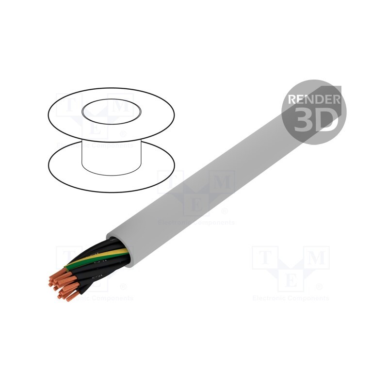 5 m x HELUKABEL - 10015 - Wire, JZ-500, 14G0.5mm2, unshielded, 300V,500V, Cu, stranded, grey