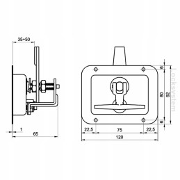 Stainless steel handle with lock 120x90x50