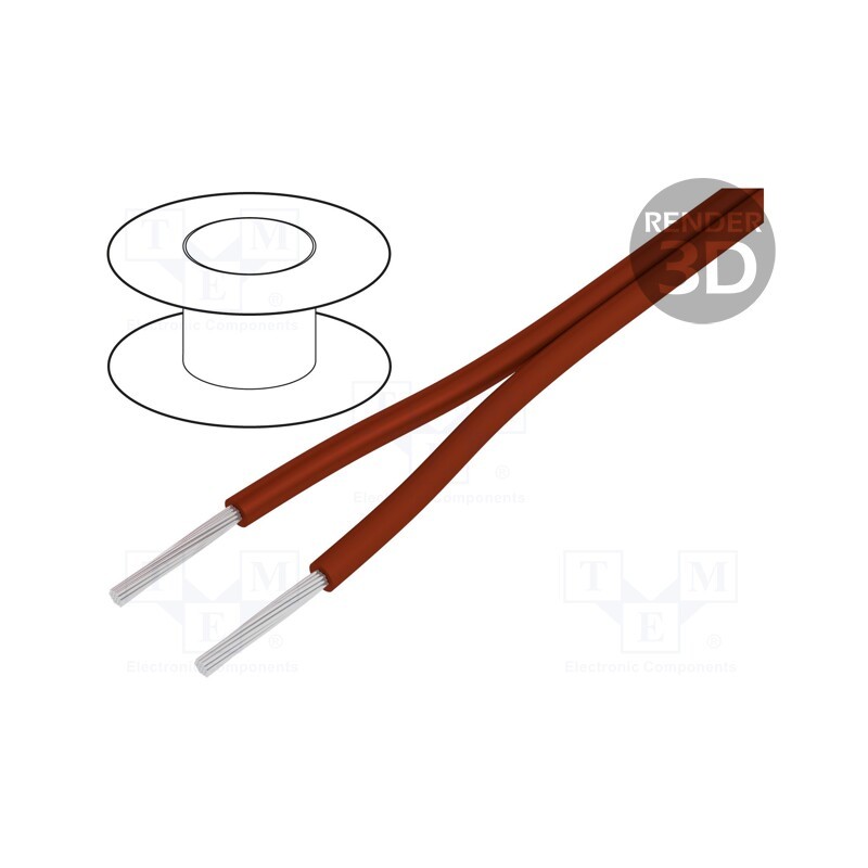 5 m x LAPP - 65201 - Wire, ÖLFLEX® HEAT 180 SiZ, 2x0.5mm2, Cu, stranded, silicone, red