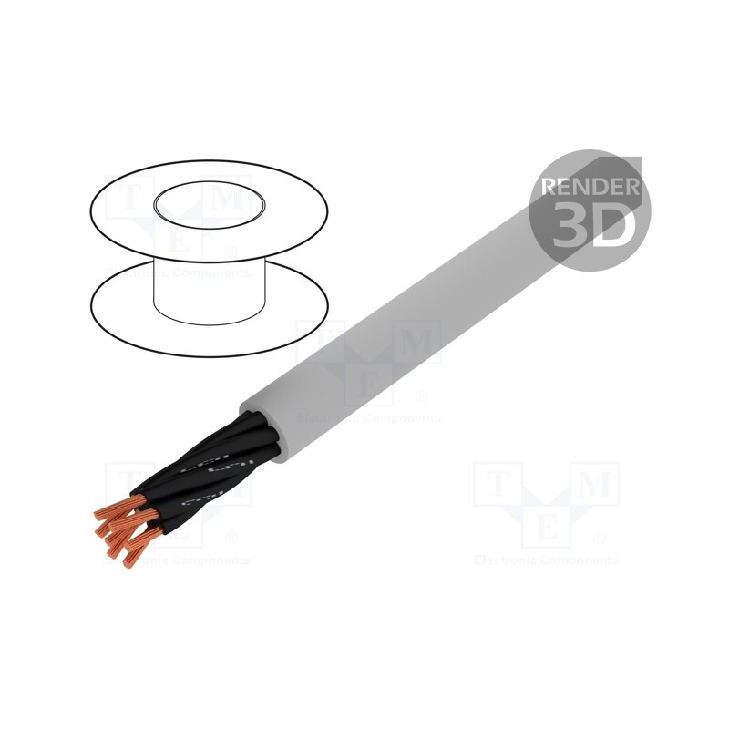5 m x HELUKABEL - 10039 - Wire, JZ-500, 7x0.75mm2, unshielded, 300V,500V, Cu, stranded, grey