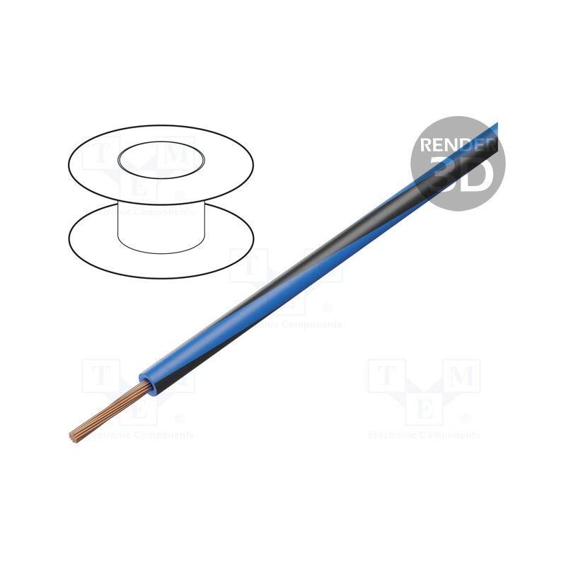 5 m x LAPP - 4522231S - Wire, X07V-K, stranded, Cu, 1.5mm2, PVC, blue-black, 450V,750V