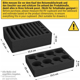 Foam for glasses, cups and plates, camper protection