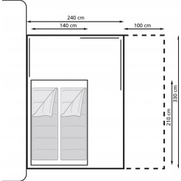 A vestibule tent for a Silverston Eurotrail camper