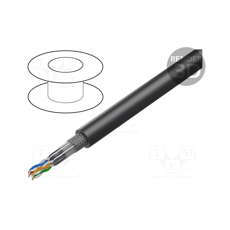 5 m x TASKER - C726 PUR - Wire, S/FTP, 4x2x0.14mm2, 7, data transmission, stranded, OFC, PUR