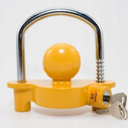 Lock to secure the drawbar hitch, yellow