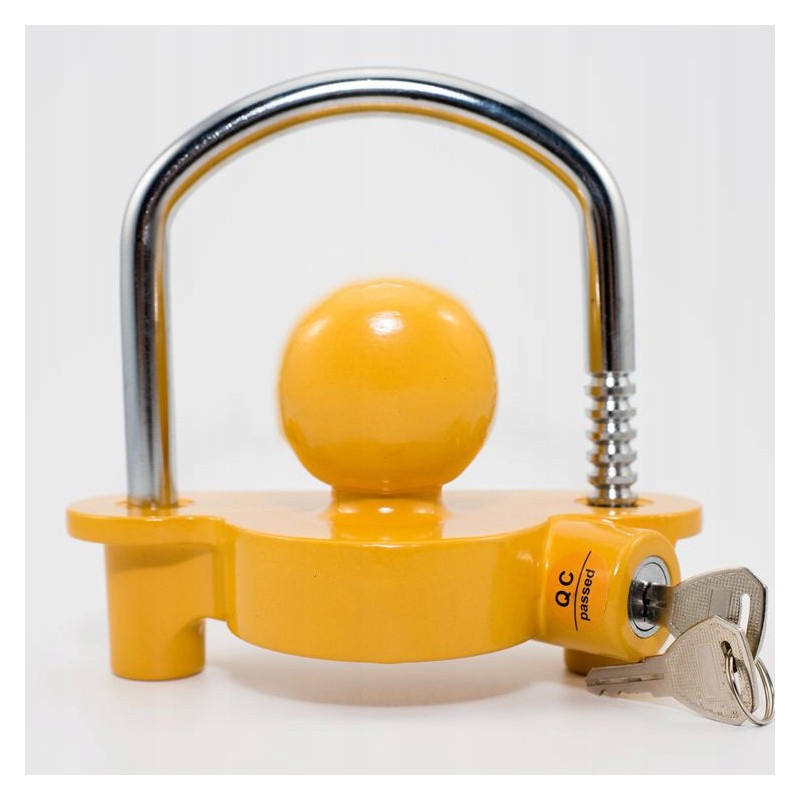 Lock to secure the drawbar hitch, yellow