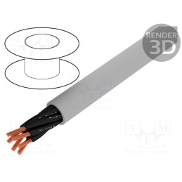 5 m x HELUKABEL - 10177 - Wire, JZ-500, 6x0.75mm2, unshielded, 300V,500V, Cu, stranded, grey