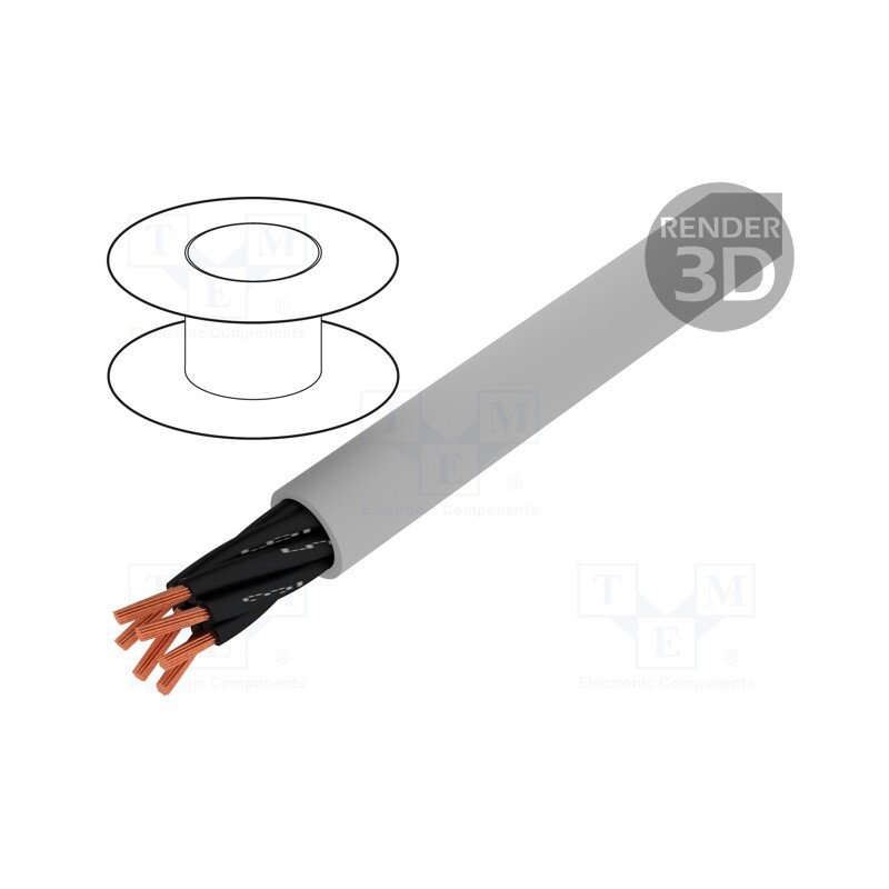 5 m x HELUKABEL - 10177 - Wire, JZ-500, 6x0.75mm2, unshielded, 300V,500V, Cu, stranded, grey