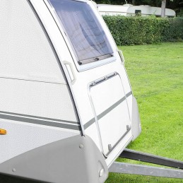 The handle of the car trailer is a solid white handle