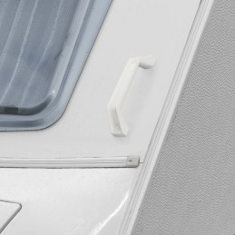 The handle of the car trailer is a solid white handle