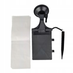 Car notebook with a pen on the windshield suction cup