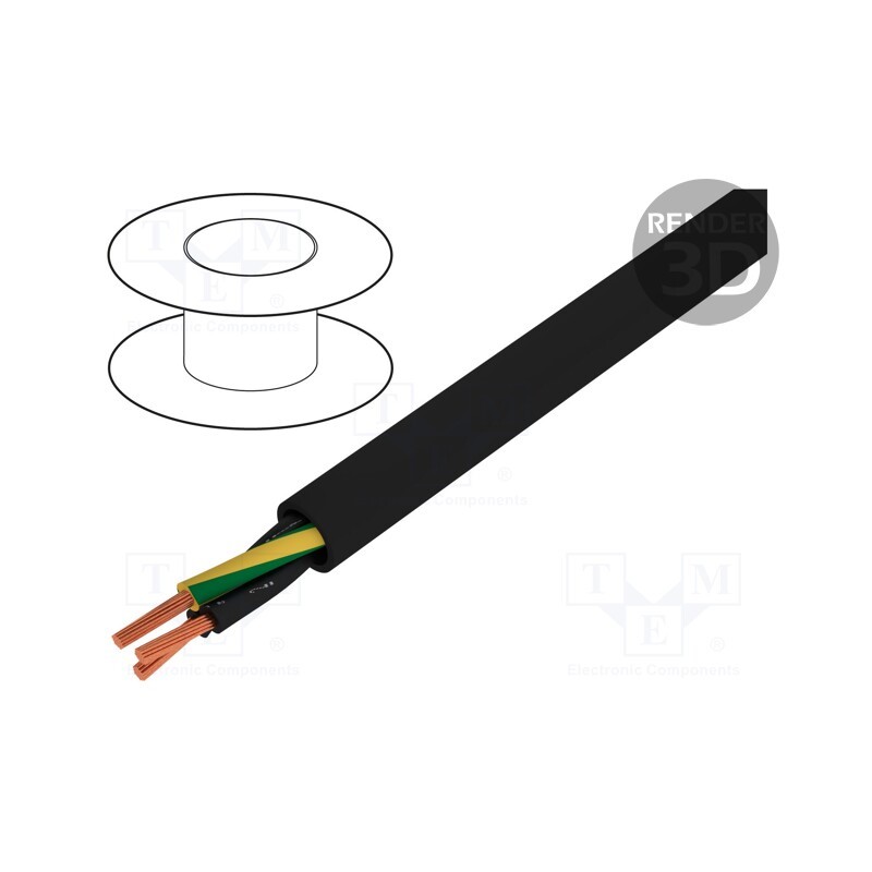 5 m x HELUKABEL - 10365 - Wire, JZ-500-BK, 3G1.5mm2, unshielded, 300V,500V, Cu, stranded