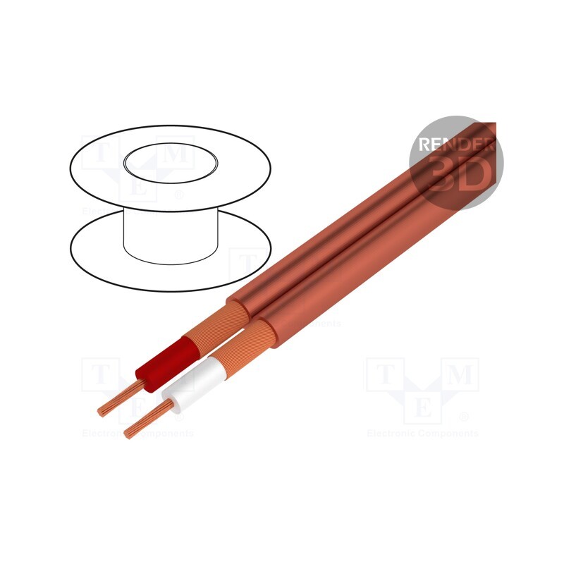 5 m x TASKER - C121 RED - Wire: microphone cable, 2x0.25mm2, red, OFC, -15÷70°C, PVC
