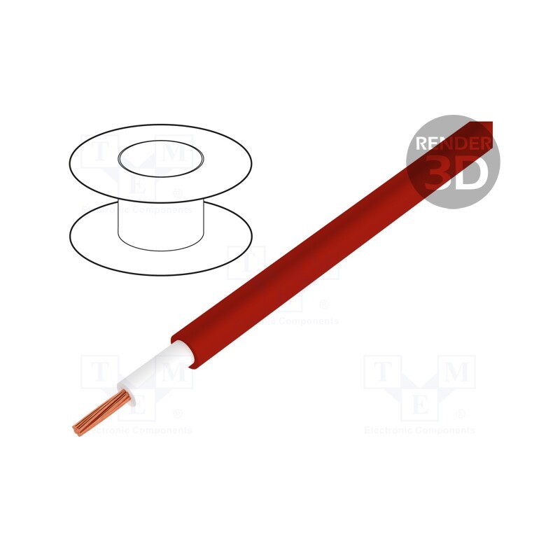5 m x TASKER - C206-RED - Wire, 1x1mm2, stranded, OFC, PVC, red, 49V, -15÷70°C, double sheath