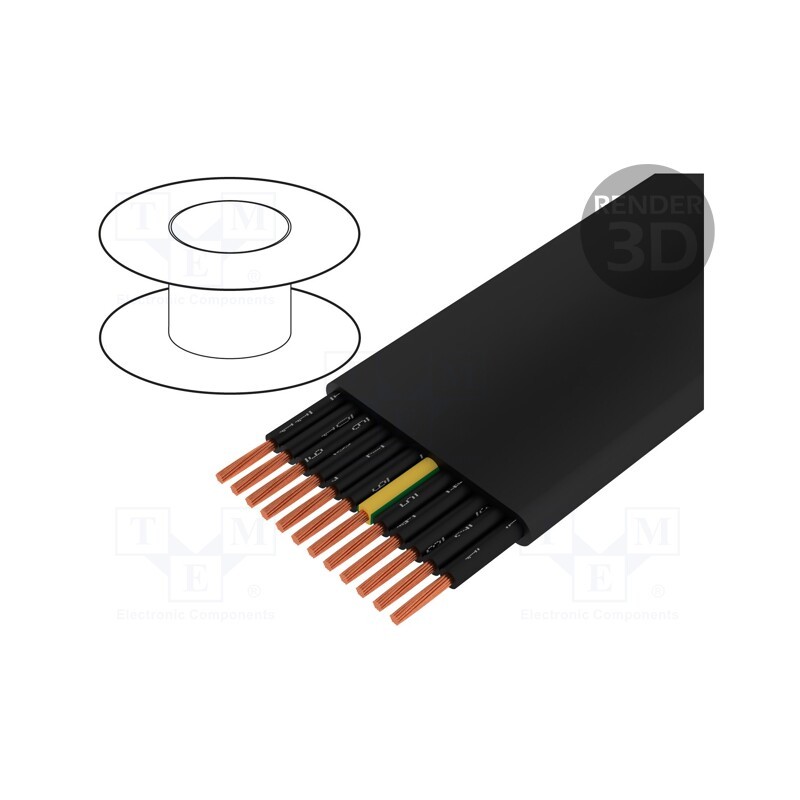 5 m x TKD - 3000588 - Wire, H05VVH6-F, 12G1mm2, unshielded, 300V,500V, Cu, stranded