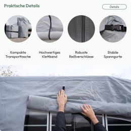 Travora tarpaulin for caravans gray xl 670 x 250 x 220 cm