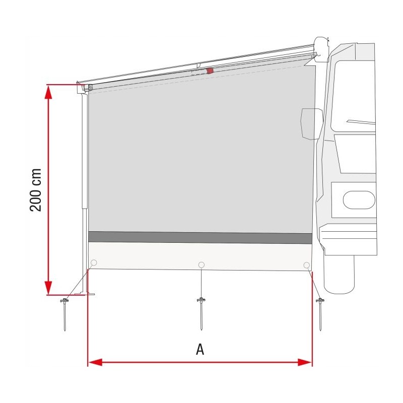 Side wall for sun view awning f45 f65 fiamma