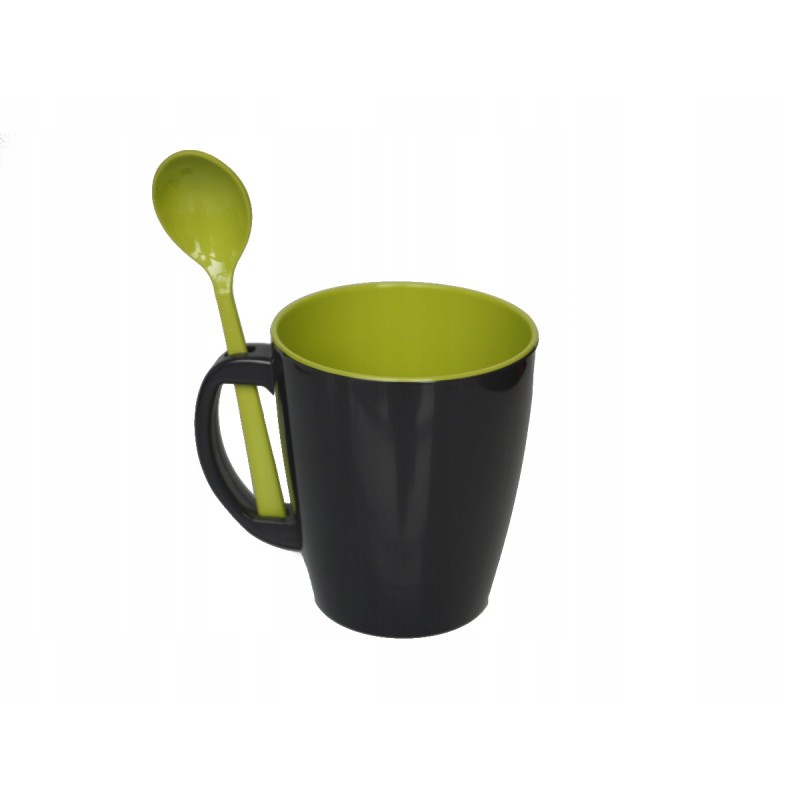 Greyline green Gimex melamine mug with a spoon