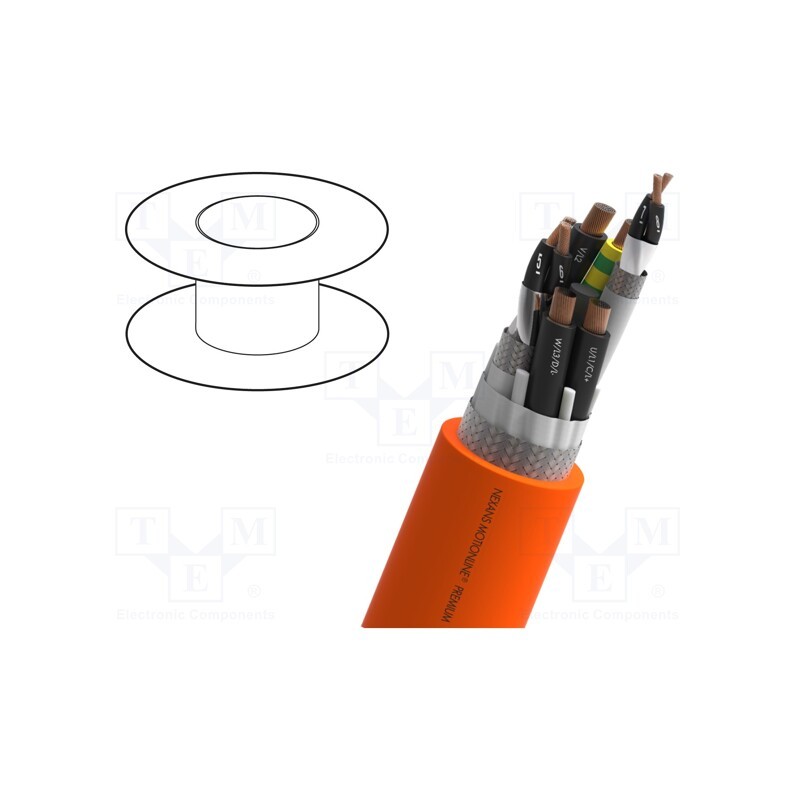 5 m x NEXANS - 13-EBY07Z08P-A5 - Wire: servo drive, hybrid,MOTIONLINE® PREMIUM, orange, stranded