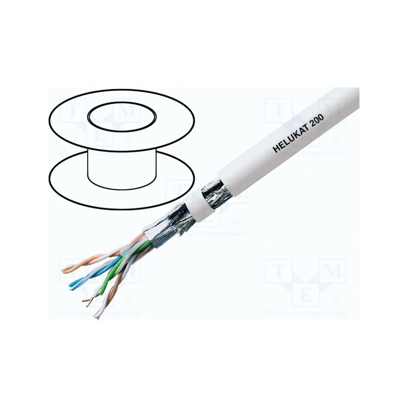 5 m x HELUKABEL - 81610 - Wire, HELUKAT® 200,SF/UTP, 4x2x24AWG, 5e, solid, Cu, PVC, grey, 100m