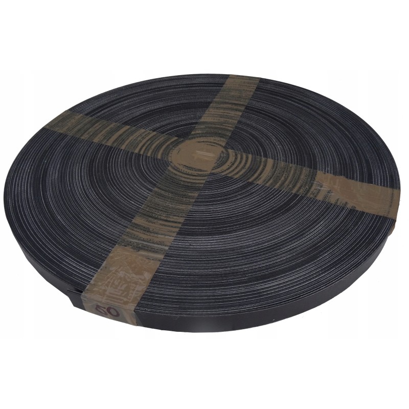 Black fastening strap for trailer tarpaulin PVC belt PVC 24 mm 24x3mm 10m