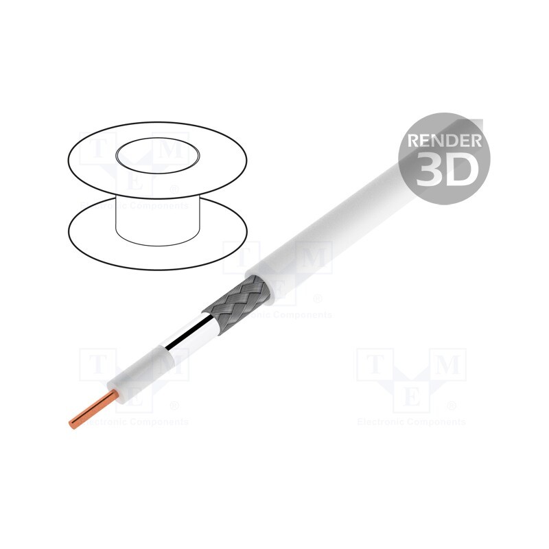 5 m x BITNER - LF0508 - Wire: coaxial, BiTSAT 757, solid, Cu, LSZH, white, 6.9mm