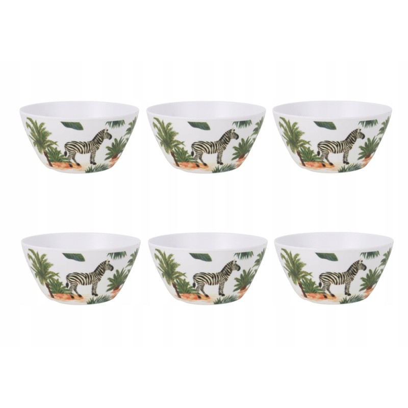 Melamine bowls with animals 15x8 cm, set of 6 pcs