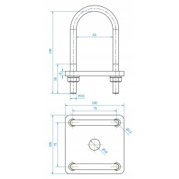 Spring clamp, spring mounting, diameter 60mm, M10