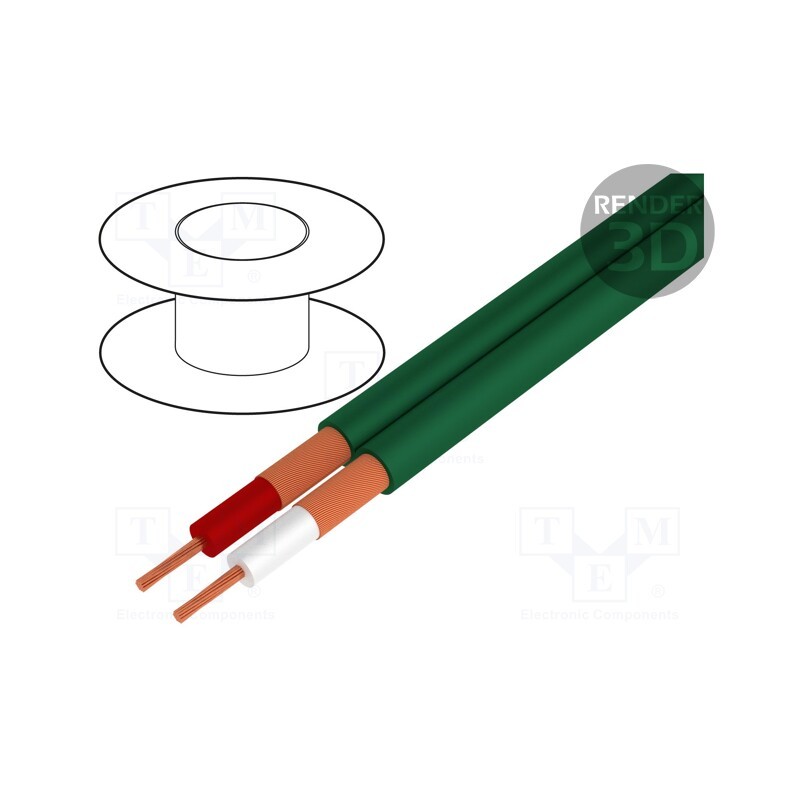 5 m x TASKER - C121 GREEN - Wire: microphone cable, 2x0.25mm2, green, OFC, -15÷70°C, PVC