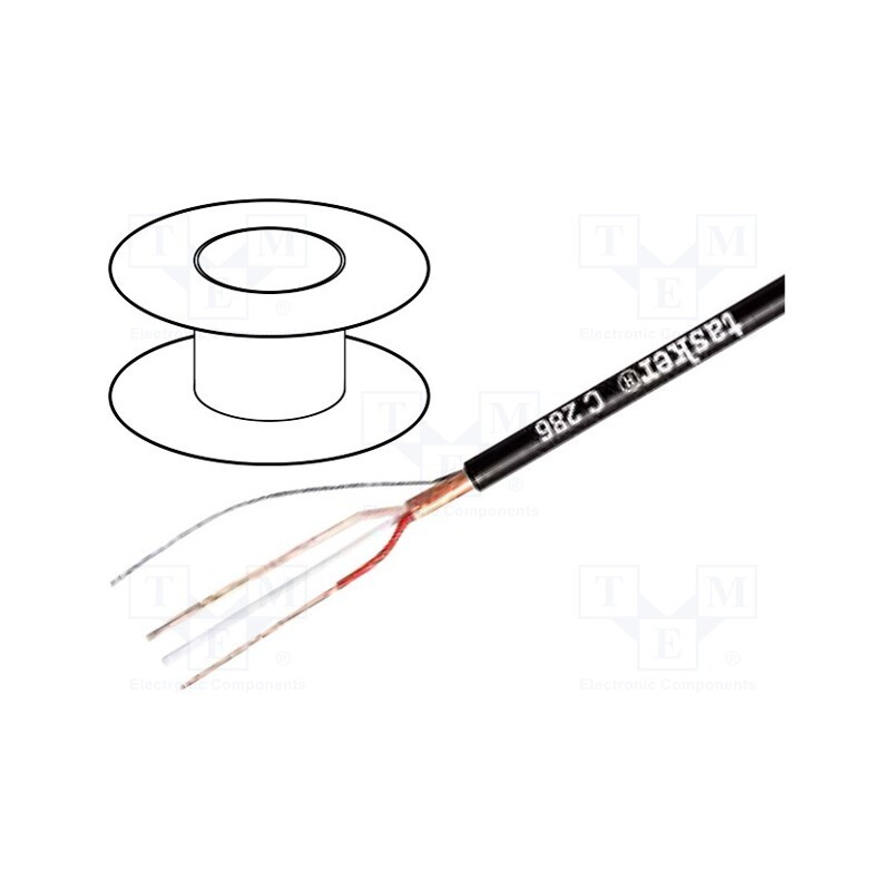5 m x TASKER - C286 WHITE - Wire: microphone cable, 2x0.22mm2, white, OFC, -15÷70°C