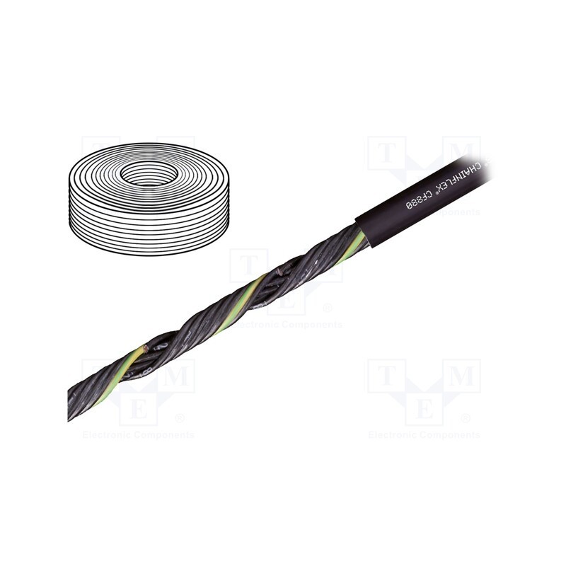 5 m x IGUS - CF880.05.05 - Wire: control cable, chainflex® CF880, 5G0.5mm2, PVC, black, Cu