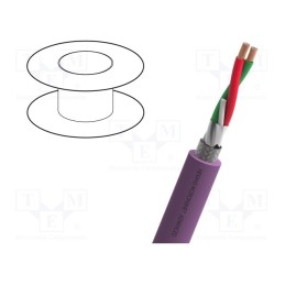 5 m x NEXANS - 13-DRX22X02R - Wire, 1x2x0.64mm2, PROFIBUS, stranded, Cu, PVC, violet, 30V