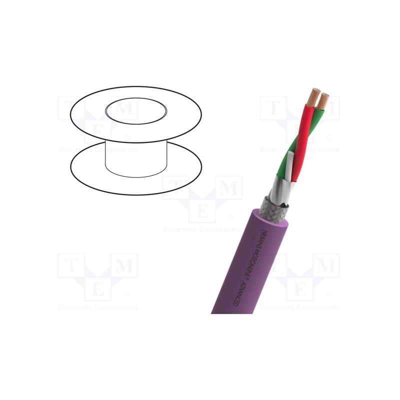 5 m x NEXANS - 13-DRX22X02R - Wire, 1x2x0.64mm2, PROFIBUS, stranded, Cu, PVC, violet, 30V