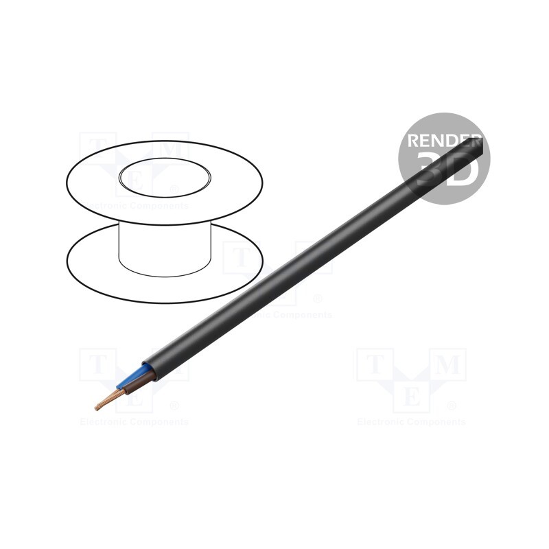 5 m x LAPP - 1600199 - Wire, H07RN-F, 2x1.5mm2, round, stranded, Cu, rubber, black, Class: 5