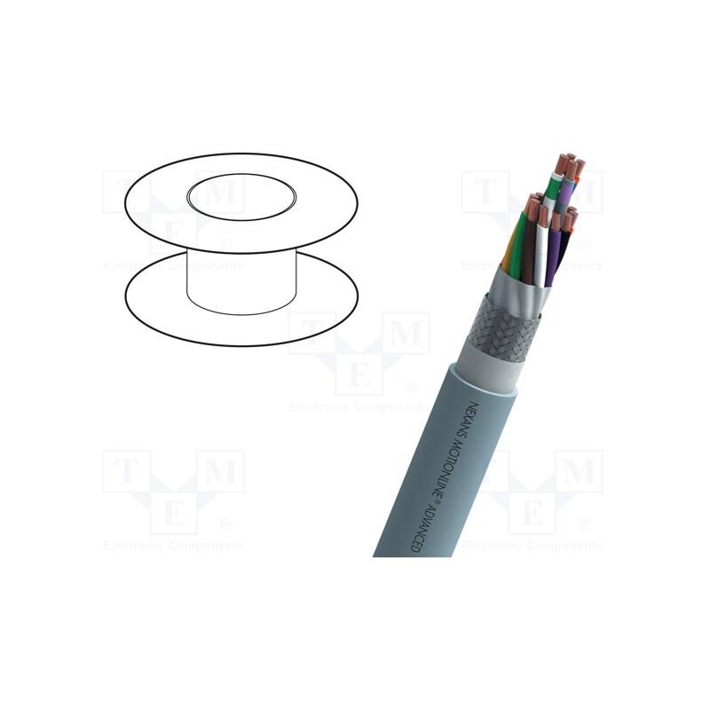 5 m x NEXANS - Q103412E100 - Wire, MOTIONLINE® ADVANCED, 12x0.34mm2, PVC, grey, 300V