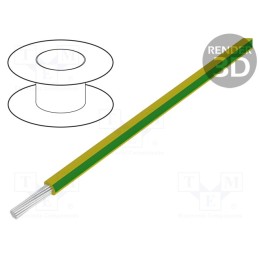 5 m x HELUKABEL - 60713 - Wire, stranded, Cu, 12AWG, PVC, yellow-green, 600V, Class: 5, 1x12AWG