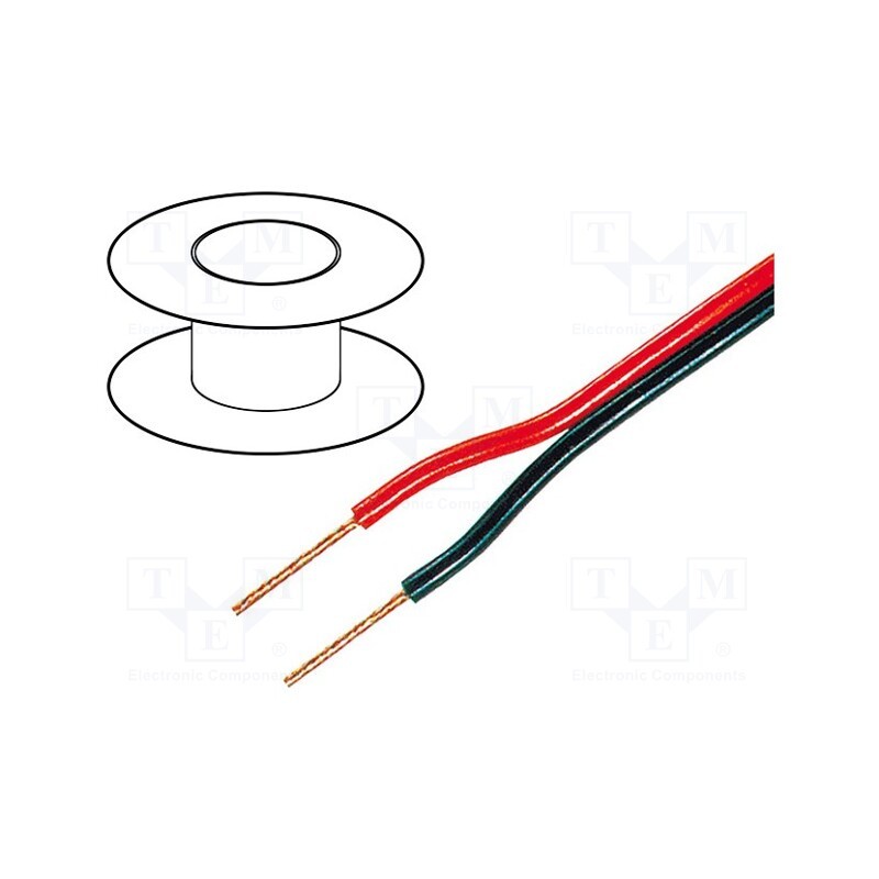 5 m x TASKER - C102-4.00 - Wire: loudspeaker cable, 2x4mm2, stranded, OFC, black-red, PVC