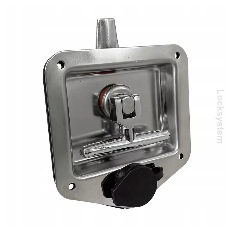 Stainless steel door handle with lock 124x121x35