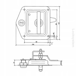 Stainless steel door handle with lock 124x121x35