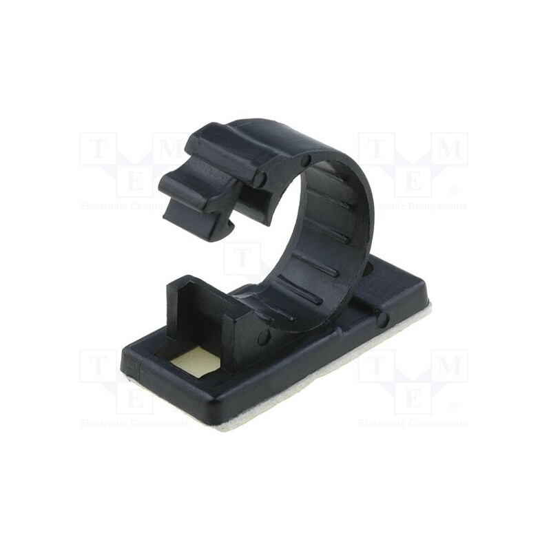 5 pcs x KSS WIRING - 10J-S - Screw down self-adhesive holder, 14mm, polyamide, black, UL94V-2